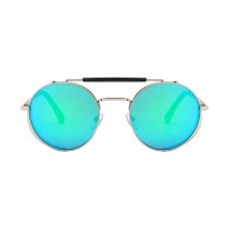 11936 Superhot Eyewear 2019 Vintage Double Bridge Shades Round Metal Goggles Steampunk Sunglasses