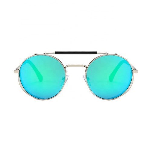 11936 Superhot Eyewear 2019 Vintage Double Bridge Shades Round Metal Goggles Steampunk Sunglasses