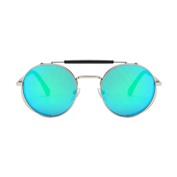 11936 Superhot Eyewear 2019 Vintage Double Bridge Shades Round Metal Goggles Steampunk Sunglasses