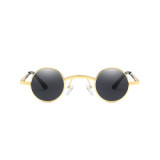 203101 Superhot Eyewear 2019 Fashion Steampunk Style Gold Small Round Metal Sunglasses