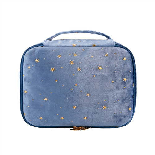 2021 amazon popular New arrival star sky flannel case beauty velvet cosmetic bag for female low MOQ