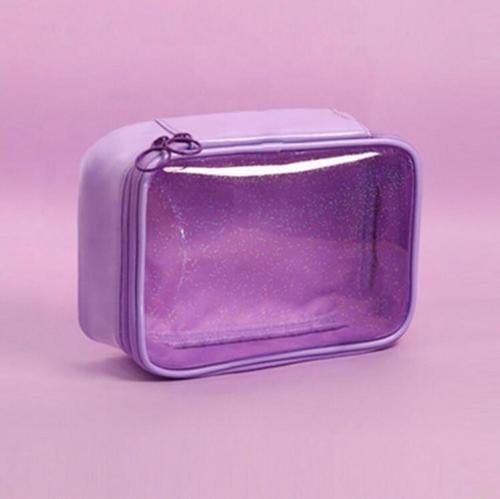 Luxury Personalized Clear PVC Leather cosmetic case bag pouch travel toilet bag