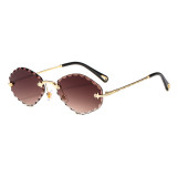 22140 Superhot Eyewear 2019 Fashion Diamond Cutting Lady Sun glasses Tinted Rimless Sunglasses