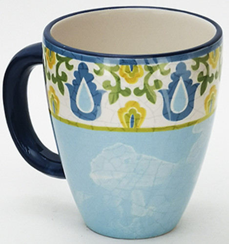 Wholesale 12 OZ Blue Custom Logo Picture Tea Milk Ceramic Cup Mug Travel Coffee Mug