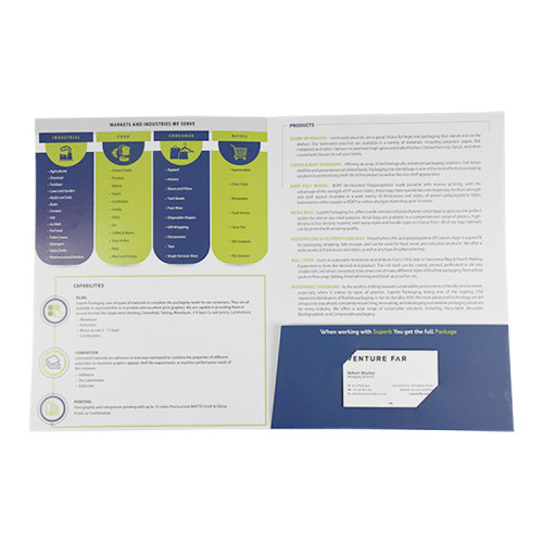 Cheap Bulk Custom A4 Double Sided Printing Presentation Folders with Pockets