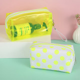 Lovely Fashion Waterproof Transparent PVC Candy Colored Girls Portable Cosmetic Bag Make up Case Bag For Ladies