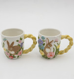 OEM Water Cafe Cup Hand Prints Birds 12oz Large Porcelain Mug Ceramic