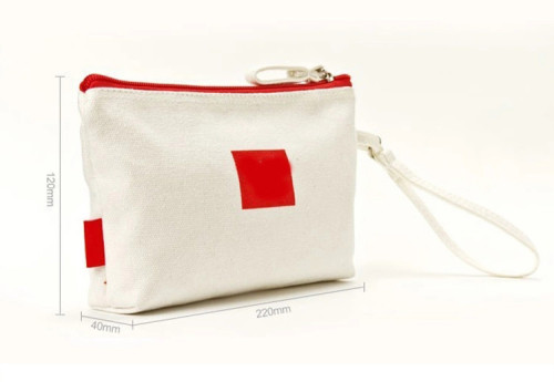 Wholesale customized beauty cosmetic bag cotton canvas zipper pouch