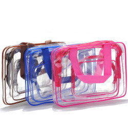 2020 fashion woman makeup bag transparent three-piece set waterproof PVC cosmetic bags