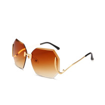 10435 Superhot Big Size Rimless Cutting Edge Manner of Africa Popular Style Metal Temple Attractive 2018 Sunglasses Women
