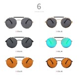 11936 Superhot Eyewear 2019 Vintage Double Bridge Shades Round Metal Goggles Steampunk Sunglasses