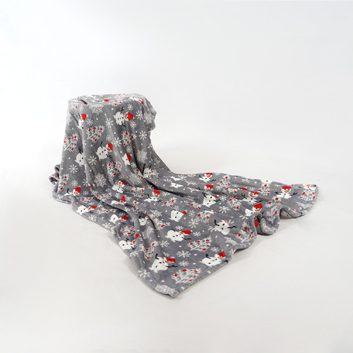 100% polyester super soft printed snowman Christmas flannel fleece blanket