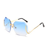 10435 Superhot Big Size Rimless Cutting Edge Manner of Africa Popular Style Metal Temple Attractive 2018 Sunglasses Women