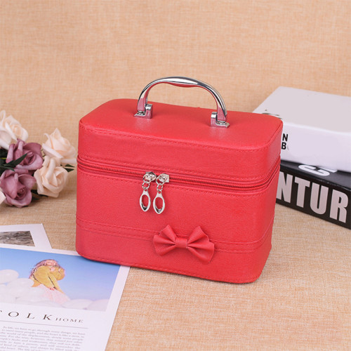 Korean Style Stone Pattern Cosmetic Case With Mirror Ladies Cosmetics Storage Box Square Zipper Portable Cosmetics Bag