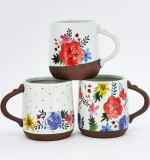 Factory direct sales ceramic mug 12oz handle Handpaint Drink Cup Coffee Mugs Ceramic Camping Mug