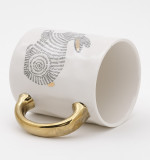 Large Nordic Style Animal Glaze Ceramic Coffee Mugs Modern Coffee Cup with Gold Handle