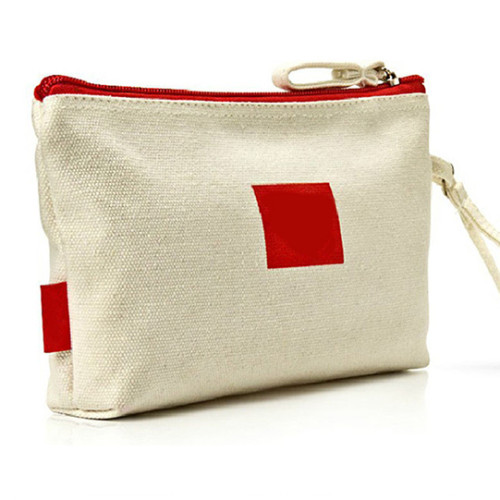 Wholesale customized beauty cosmetic bag cotton canvas zipper pouch