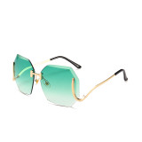 10435 Superhot Big Size Rimless Cutting Edge Manner of Africa Popular Style Metal Temple Attractive 2018 Sunglasses Women