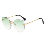 23137 Superhot Eyewear 2019 Frameless Women Sun glasses Shades Fashion Pointed Cat Eye Sunglasses