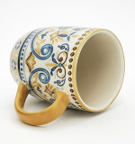 Wholesale marbled glazed ceramic mug ins simple M letter gilt creative water cup LOGO customization