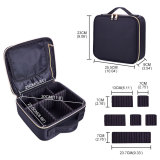 Amazon Hot Sale Professional Organizer Large Makeup Bag Makeup Brush Cosmetic Bag With Hard Dividers