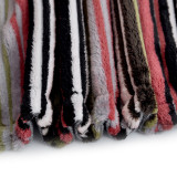 Colorful stripe printed cozy super soft flannel micromink blanket
