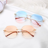 10235 Superhot Eyewear Fashion Women Gradient Frameless Shades Sun glasses Trimming Rimless Sunglasses