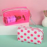 Lovely Fashion Waterproof Transparent PVC Candy Colored Girls Portable Cosmetic Bag Make up Case Bag For Ladies