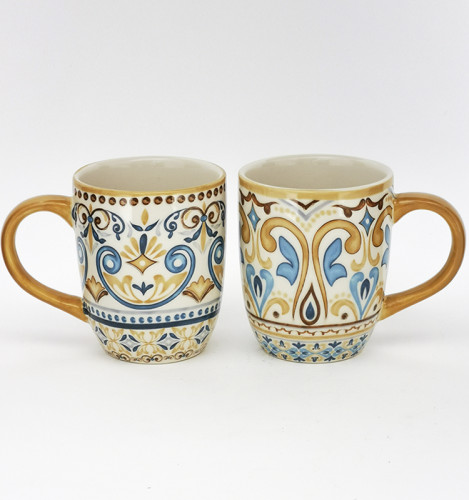 Wholesale marbled glazed ceramic mug ins simple M letter gilt creative water cup LOGO customization