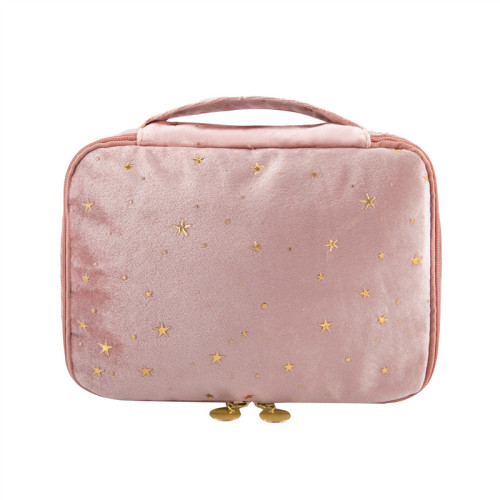 2021 amazon popular New arrival star sky flannel case beauty velvet cosmetic bag for female low MOQ