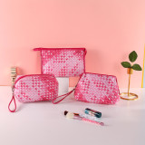 Hot sale Custom  high quality elegant weaven PU leather cosmetic bag small make up bags Eco friendly travel makeup pouch