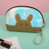 New Design Custom Logo Wholesale Laser Cartoon Rabbit Makeup Bag for Women Portable Lovely Travel Cosmetic Bag Wash Bag