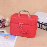 Korean Style Stone Pattern Cosmetic Case With Mirror Ladies Cosmetics Storage Box Square Zipper Portable Cosmetics Bag