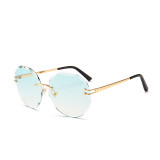 11135 Superhot Eyewear Fashion Women Sun glasses Diamond Cutting Rimless Sunglasses