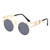 Superhot Eyewear 13961 Metal Frame Steam punk Sun glasses Small Round Steampunk Sunglasses