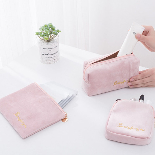 Velvet Cosmetic Bag Small Travel Makeup Bag Pouch