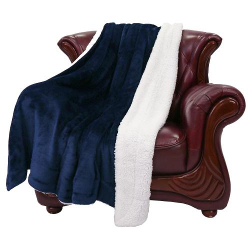 Promotion Double Layer 100% Polyester Flannel Fleece Blanket With Sherpa