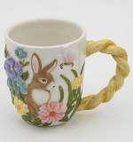OEM Water Cafe Cup Hand Prints Birds 12oz Large Porcelain Mug Ceramic