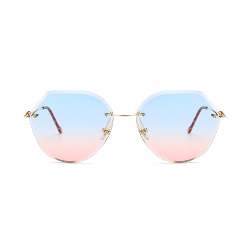 10235 Superhot Eyewear Fashion Women Gradient Frameless Shades Sun glasses Trimming Rimless Sunglasses