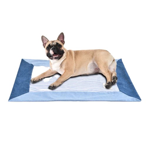 Jean Fabric Comfort Pet Mat Stripe Design Dog Bed Cushion