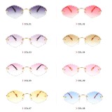 22140 Superhot Eyewear 2019 Fashion Diamond Cutting Lady Sun glasses Tinted Rimless Sunglasses
