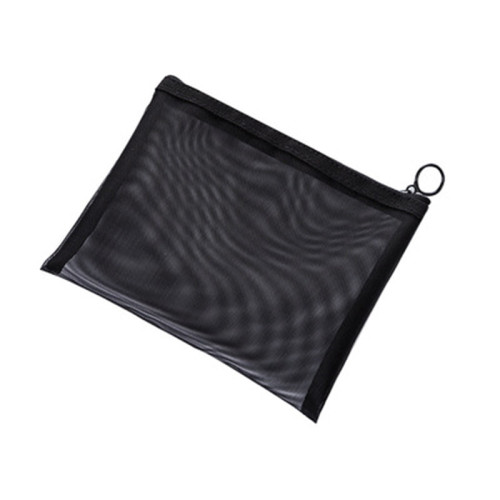 Custom Logo Ladies Mesh Cosmetic Bag Black Mesh Zipper Pouch makeup bag professional