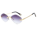 22140 Superhot Eyewear 2019 Fashion Diamond Cutting Lady Sun glasses Tinted Rimless Sunglasses
