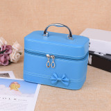 Korean Style Stone Pattern Cosmetic Case With Mirror Ladies Cosmetics Storage Box Square Zipper Portable Cosmetics Bag