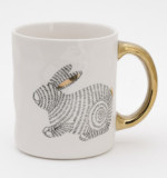 Large Nordic Style Animal Glaze Ceramic Coffee Mugs Modern Coffee Cup with Gold Handle
