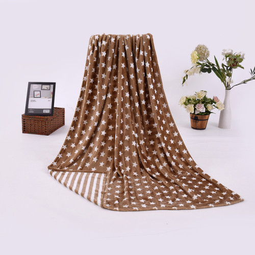 China supply fashion knitted star print cozy flannel fleece blanket