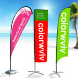 Customized outdoor flagpole beach advertising colorful knife banner water drop feather flag
