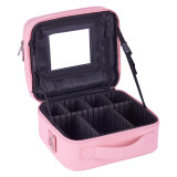 2021 New Fashion Makeup Bag Mirror Cosmetic Case Storage Handle Organizer Travel Kit with Adjustable Dividers for Cosmetic