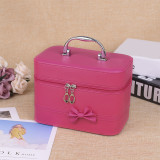 Korean Style Stone Pattern Cosmetic Case With Mirror Ladies Cosmetics Storage Box Square Zipper Portable Cosmetics Bag