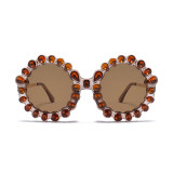 14332 Superhot Eyewear 2019 Luxury Brand Designer Sun glasses Round Oversized Women Bling Crystal Rhinestone Sunglasses